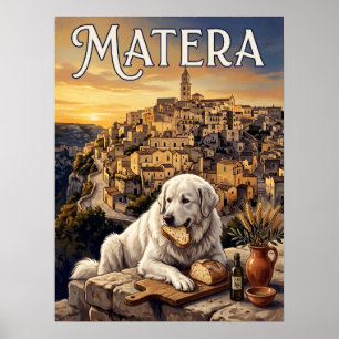 Vintage resemålningar Matera Italien Hund Poster
