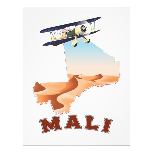 Vintage-resemapp över Mali Fototryck (Framsidan)