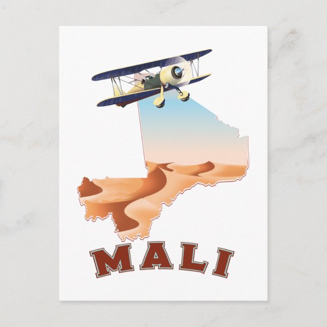 Vintage-resemapp över Mali Vykort (Framsida)