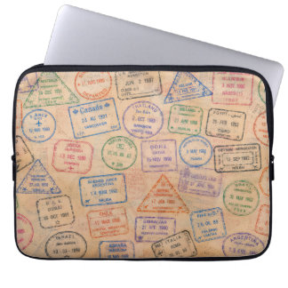 Vintage-resemärkens färgglada resminnen laptop fodral