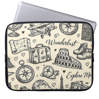 Vintage Reseminiavventyr Sömlöst Mönster Laptop Fodral