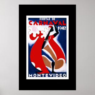 Vintage Resemotiv Affisch Carnaval Uruguay