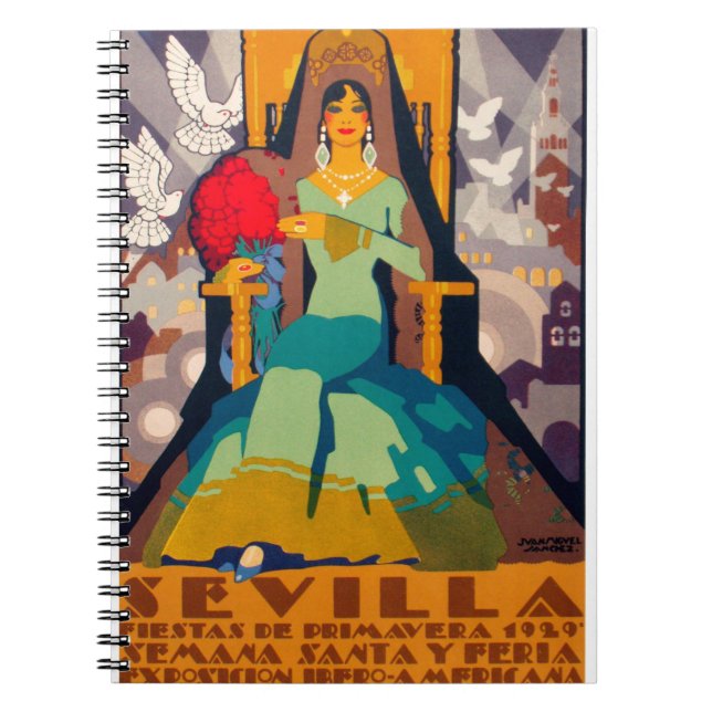 vintage resemotiv affisch Sevilla Spanien Anteckningsbok (Framsidan)