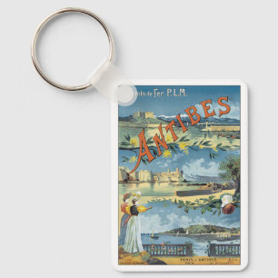 Vintage reseplakat, Antibes, Frankrike Nyckelring