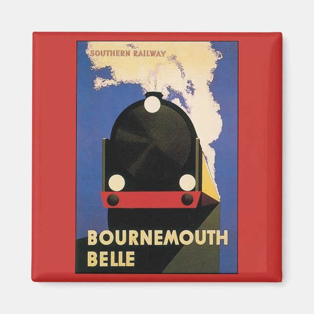 Vintage reseplakat, Bournemouth Belle-tåg Magnet (Framsidan)