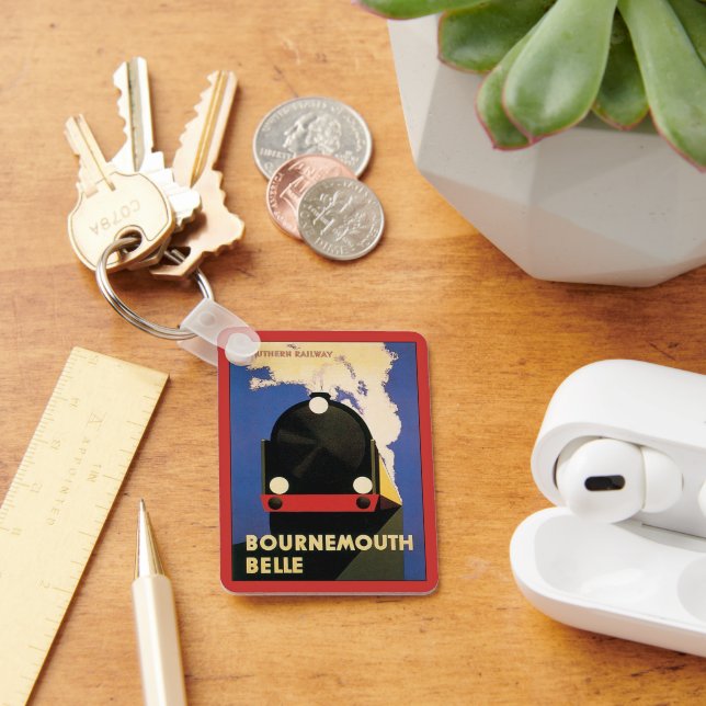 Vintage reseplakat, Bournemouth Belle-tåg Nyckelring (Skrivbord)