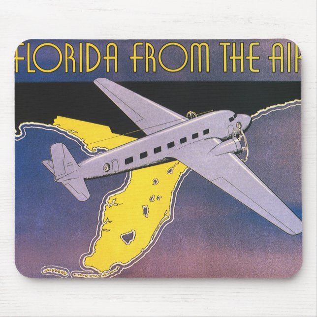 Vintage reseplakat, Florida från luften flygplan Musmatta (Framsidan)