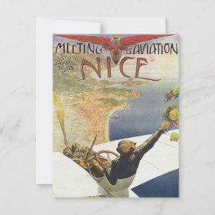 Vintage reseplakat, flygplan över Nice Frankrike