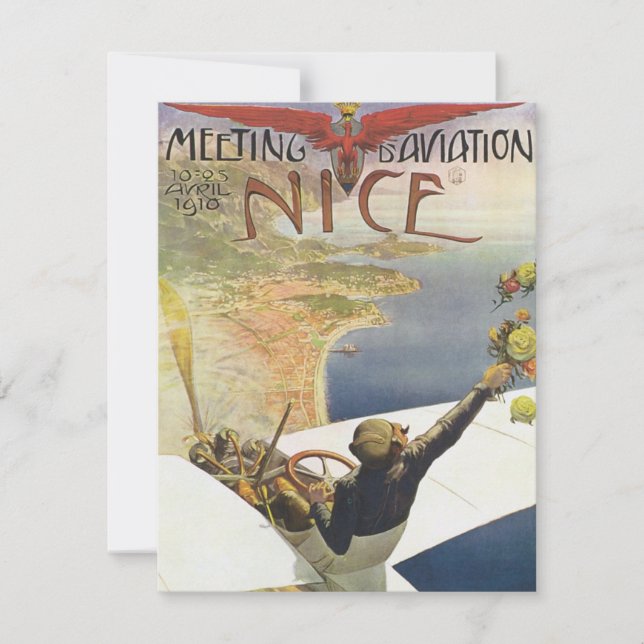 Vintage reseplakat, flygplan över Nice Frankrike (Framsida)