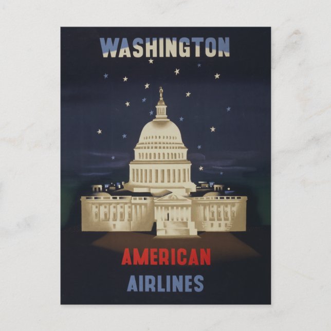 Vintage reseplakat för American Airlines Vykort (Framsida)