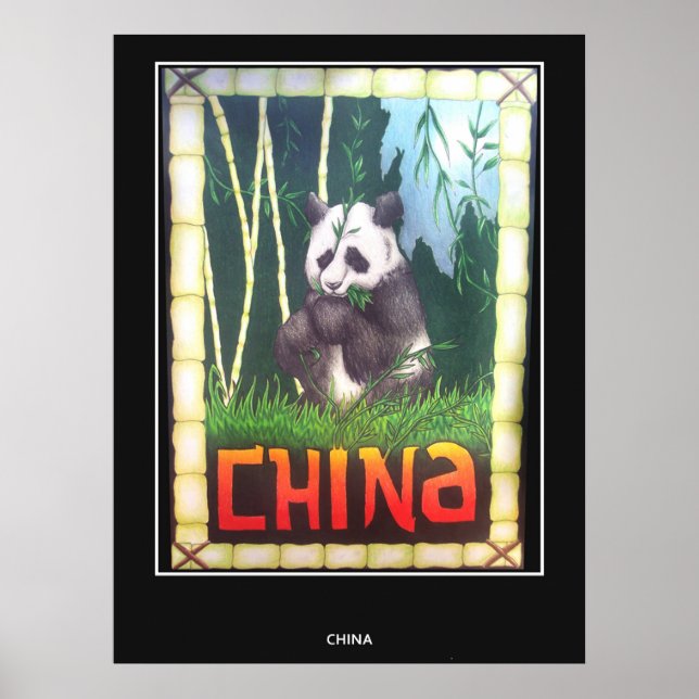 Vintage reseplakat Kina Panda Poster (Framsidan)