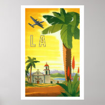 Vintage reseplakat, Los Angeles, Kalifornien