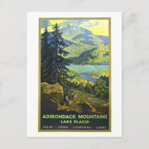 Vintage reseposter Adirondacks och Lake Placid Vykort