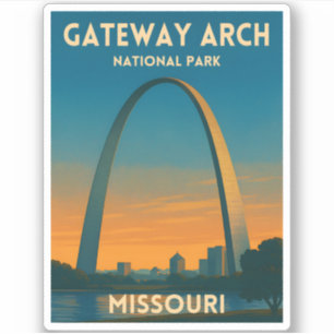 Vintage Reseskylt Gateway Arch National Park Misso Klistermärken