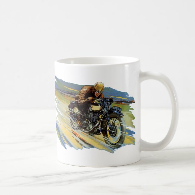 Vintage resetransport, tävlingsmotorcykel kaffemugg (Höger)