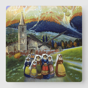 Vintage resor, Abruzzerna, Italien Fyrkantig Klocka