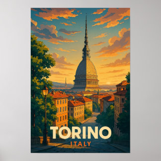 Vintage-resor Affisch Italien Torino