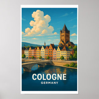 Vintage-resor affisch Köln Tyskland - Färgrik