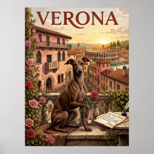 Vintage Resor Affischer Verona Italien Hund Roma