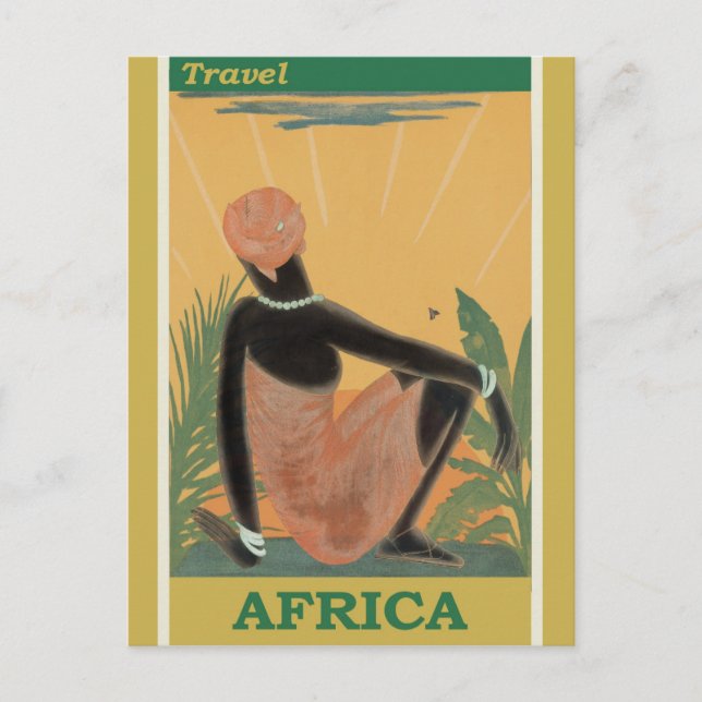 Vintage resor Afrika Retro Turism Vykort (Framsida)