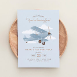 Vintage resor Airplan Boy Födelsedagsfest Inbjudningar