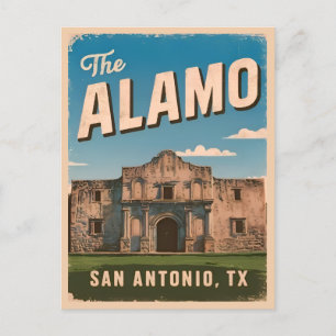 Vintage resor Alamo Texas Retro Graphic Vykort