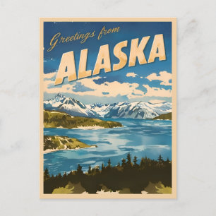 Vintage resor Alaska natur liggande Retro Vykort