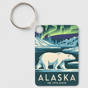 Vintage resor Alaska norra Ljus Polar Bear Nyckelring