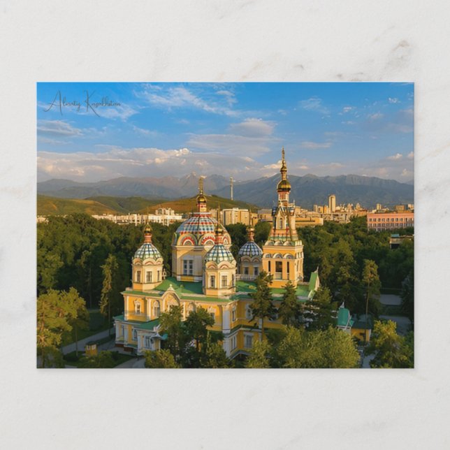 vintage resor Almaty Kazakstan stadsemester Vykort (Framsida)