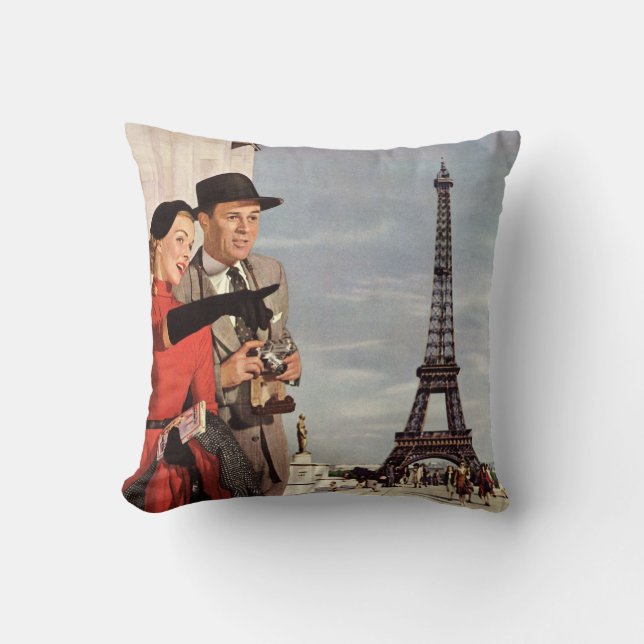Vintage resor - Älskare i Paris Kudde (Framsida)