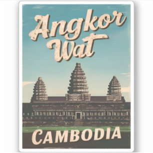 Vintage resor Angkor Wat Kamdia Retro Scenia Klistermärken