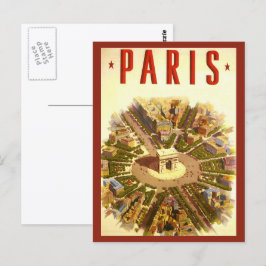 vintage resor, Arc de Triomphe Paris Frankrike Vykort