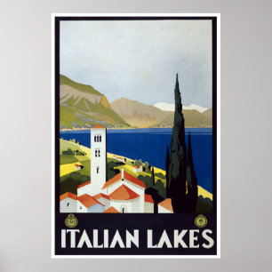 Vintage resor Art Deco Poster italienska Sjöar