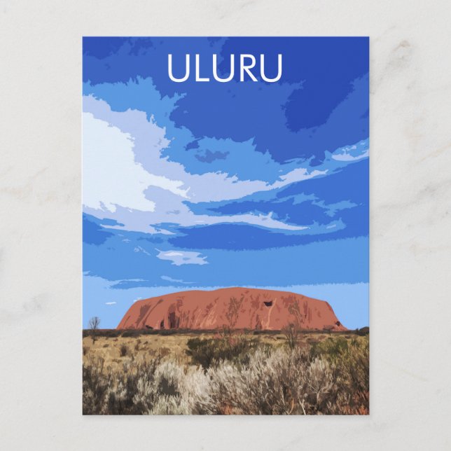 Vintage resor Art Uluru Australiens vykort (Framsida)