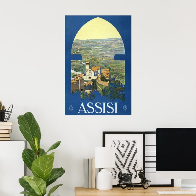 Vintage resor Assisi Italien Francesco Basilica Poster (Hemmakontoret)