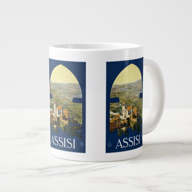 Vintage resor Assisi Italien mugg Jumbo Mugg (Framsida höger)
