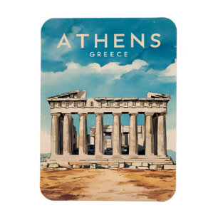 Vintage resor Aten Grekland Parthenon Retro Magnet