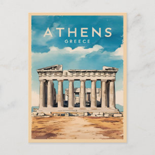 Vintage resor Aten Grekland Parthenon Retro Vykort