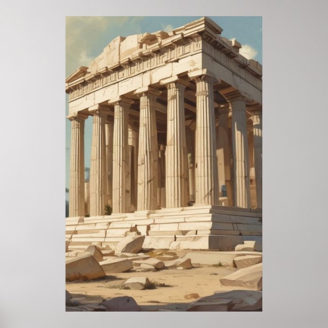 Vintage resor Aten Grekland Parthenon Temple Poster (Framsidan)