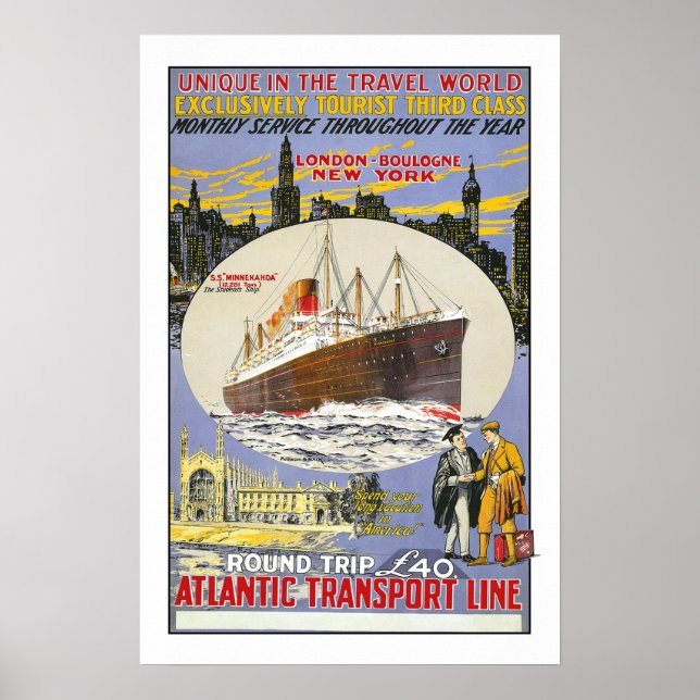 Vintage resor,Atlanttransportlinje Poster (Framsidan)