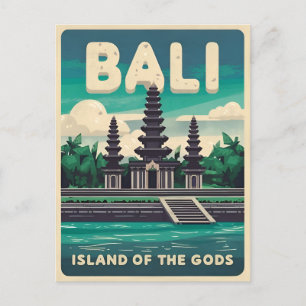 Vintage resor Bali Indonesia Retro Graphic Vykort