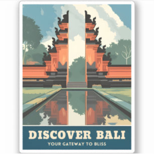 Vintage resor Bali Indonesia Temple Grind Retro Klistermärken