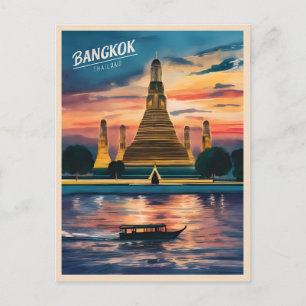Vintage resor Bangkok Thailand Sunset liggande Vykort