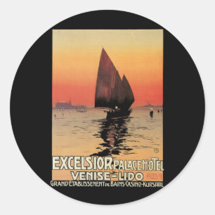 Vintage Resor, Båtar vid Excelsior Palace Venice Runt Klistermärke