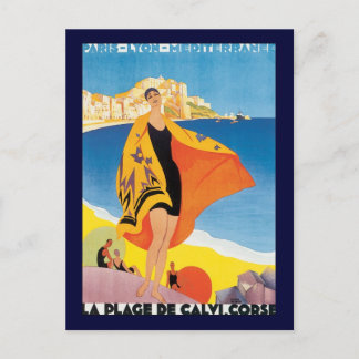 Vintage resor, Beach Vacation at Calvi, Korsika Vykort