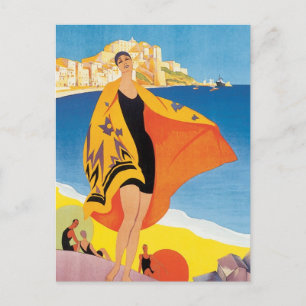 Vintage resor, Beach Vacation at Calvi, Korsika Vykort