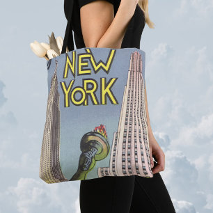 Vintage resor, berömda landmärken i New York City Tygkasse