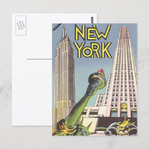Vintage resor, berömda landmärken i New York City Vykort