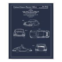 Vintage resor Blueprint Art Sports Car Patent