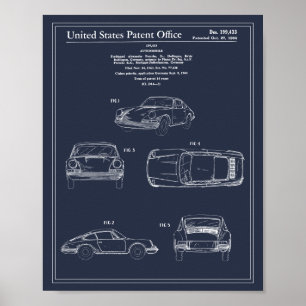 Vintage resor Blueprint Art Sports Car Patent Poster